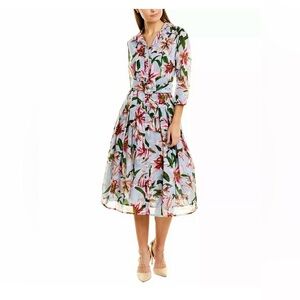Samantha Sung Floral Print Midi Dress, Size 10